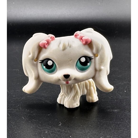 Littlest Pet Shop 65 White Maltese Puppy Dog Blue Eyes LPS Authentic 2006 G1 - Picture 1 of 7
